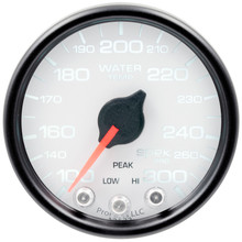 Autometer Spek-Pro Gauge Water Temp 2 1/16in 300f Stepper Motor W/Peak & Warn Wht/Blk - P34612