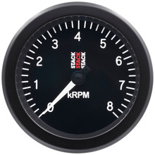 Autometer Stack Sport 88mm 0-8K RPM Tachometer - Black - ST100-08