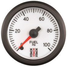 Autometer Stack 52mm 0-100 PSI 1/8in NPTF Male Pro Stepper Motor Fuel Pressure Gauge - White - ST3356