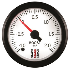 Autometer Stack 52mm -1 to +2 Bar (Incl T-Fitting) Pro Stepper Motor Boost Pressure Gauge - White - ST3361