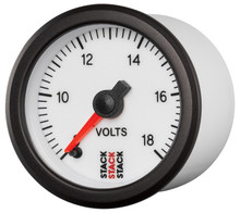 Autometer Stack 52mm 8-18V Pro Stepper Motor Battery Voltage Gauge - White - ST3366