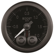 Autometer Stack 52mm -1 to +2 Bar (Incl T-Fitting) Pro-Control Boost Pressure Gauge - Black - ST3511