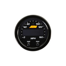 AEM X-Series 0-160 MPH Black Bezel w/ Black Face GPS Speedometer Gauge - 30-0313