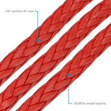 Borne Off-Road Synthetic Rope - 3/8in x 85ft - Red - BNWN-SR-38-85RD