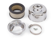 Edelbrock Air Cleaner 94 Series Round Steel Top 4 65In Dia X 3 125In 2 63In ID Raised Base Chrome - 1202