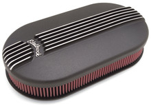 Edelbrock Air Cleaner Classic Series Oval Aluminum 17 5In X 9 35In X 4 45In Dual Carburetor Black - 41193