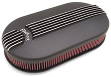 Edelbrock Air Cleaner Classic Series Oval Aluminum 17 5In X 9 35In X 4 45In Dual Carburetor Black - 41193