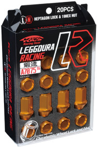 Project Kics 12x1.50 Leggdura Racing Lug Nuts - Yellow Gold w/Laser Logo (20 Pcs) - WKIZ1O