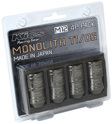 Project Kics 12 x 1.5 Glorious Black T1/06 Monolith Lug Nuts - 4 Pcs - WMN01GK4P