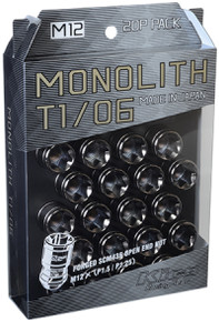 Project Kics 12 x 1.5 Glorious Black T1/06 Monolith Lug Nuts - 4 Pcs - WMN01GK4P