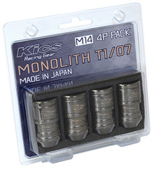 Project Kics 14 x 1.5 Glorious Black T1/07 Monolith Lug Nuts - 4 Pcs - WMN04GK4P
