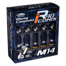 Project Kics KYO-EI R40 Iconix M14x1.25 Black Lock & Nut Set (Capless) - WRI15KA