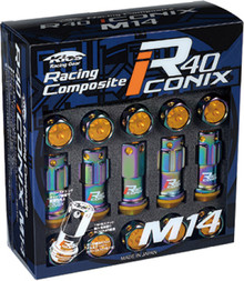 Project Kics 14x1.25 R40 Iconix Lock & Lug Nuts - Neo Chrome w/Blue Cap (16+4 Locks) - WRIA15NU