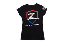 Zone Offroad Black Premium Cotton T-Shirt w/ Patriotic Zone Logos - Womens - XL - ZONU9164XL