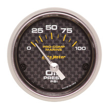 Autometer Marine Carbon Fiber 2-1/16in 100PSI Electric Oil Pressure Gauge - 200758-40