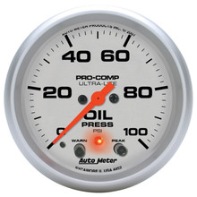 Autometer Ultra-Lite 66.7mm Oil Press 2 5/8in 100PSI Digital Stepper Motor w/ Peak & Warning Light - 4452
