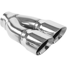 MagnaFlow Tip Stainless Double Wall Round Dual Outlet Polished 3in DIA 2.25in Inlet 9.75in Length - 35227