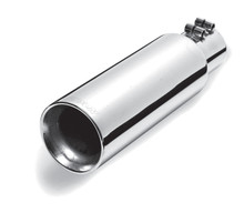 Gibson Round Dual Wall Straight-Cut Tip - 4in OD/2.5in Inlet/12in Length - Stainless - 500546