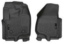 Husky Liners 12-15 Ford Super Duty Crew & Extended Cab WeatherBeater Front Row Black Floor Liners - 18701