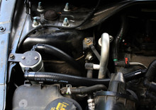 J&L 10-18 Ford Taurus Sho EcoBoost V6 Passenger Side Oil Separator 3.0 - Clear Anodized - 3023P-C