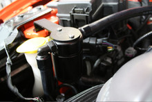 J&L 15-23 Ford Mustang GT/15-20 Ford Mustang GT350 Passenger Side Oil Separator 3.0 - Black Anod - 3030P-B