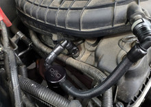 J&L 11-17 Ford Mustang V6 Passenger Side Oil Separator 3.0 V2 - Black Anodized - 3050P-B