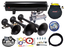 Kleinn Triple Black Horn Kit w/150 PSI Waterproof 3.0 gal Air Tank - HK9 SLIMLINE