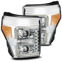 AlphaRex 11-16 Ford F-250 SD PRO-Series Projector Headlights Plank Style Design Chrome w/Seq Signal - 880141