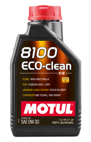 Motul 1L Synthetic Engine Oil 8100 Eco-Clean 0W30 12X1L - C2/API SM/ST.JLR 03.5007 - 1L - 102888