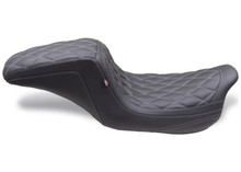 Mustang 08-24 HD FL Touring Double Diamond Squareback 1PC Seat - Black w/ Grey Stitching - 75299GM