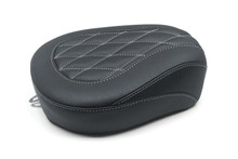 Mustang 08-21 Harley Wide Tripper FL Touring Passenger Seat w/Grey Diamond Stitch - Black - 76648GM
