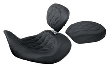 Mustang 06-17 Harley Dyna Wide Tripper Forward Passenger Seat Diamond Stitch - Black - 76705