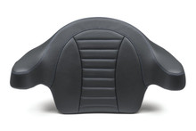 Mustang 93-13 HD FL Touring Extended Arm Wrap-Around Backrest Deluxe - Black w/Blue Stitching - 79014SB