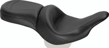 Mustang 00-15 Harley Softail Std Rear Tire Wide Touring Solo Seat w/Driver Backrest w/Studs - Black - 79485
