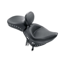 Mustang 00-15 Harley Softail Std Rear Tire Wide Touring Solo Seat w/Driver Backrest w/Studs - Black - 79485