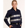 Ladies HiVis Cotton Drill Long Sleeves Work Shirt with 3M Reflective Taps
