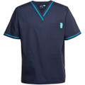 JB's Contrast Unisex Scrubs Top Navy/Aqua