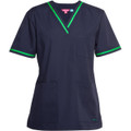 JB's Contrast Ladies Scrubs Top Navy/Aqua