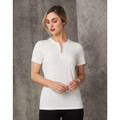 Ladies' V-neck with Tab S/S Knit Top