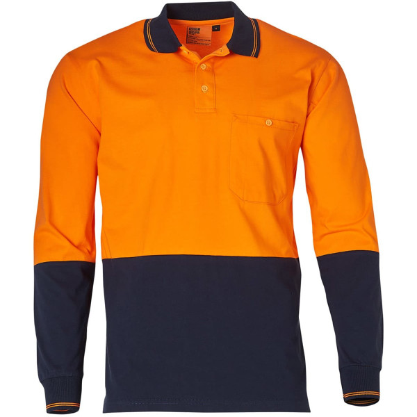 Hi-Vis Cotton Two Tone L/S Safety Polo