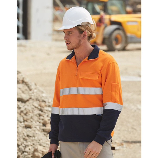 Hi-Vis Two Tone Cotton Fleecy Sweat With 3M tapes