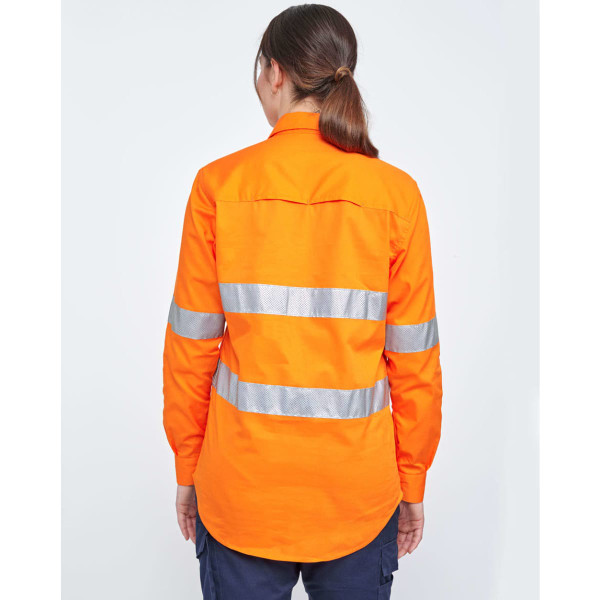 Hi Vis Cool-Breeze Closed Front L/S Shirt (Perforated Tape)