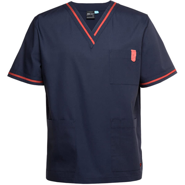 JB's Contrast Unisex Scrubs Top Navy/Aqua