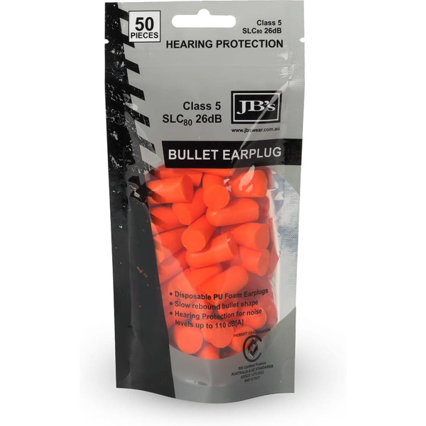 JB's Bullet Shaped Earplug (50 Pieces)