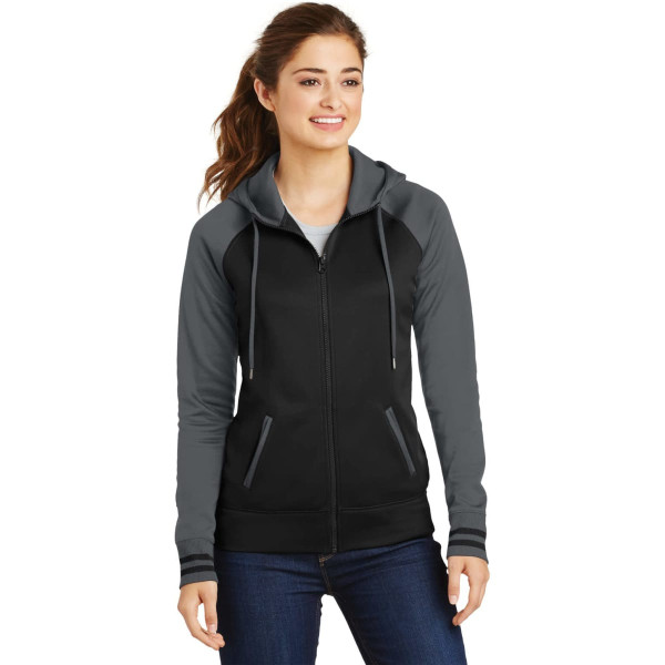 Sport-Tek Ladies Sport-Wick Varsity Fleece Full-Zip Hooded Jacket