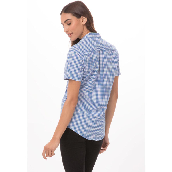 Modern Gingham Women's Short Sleeve Dress Shirt