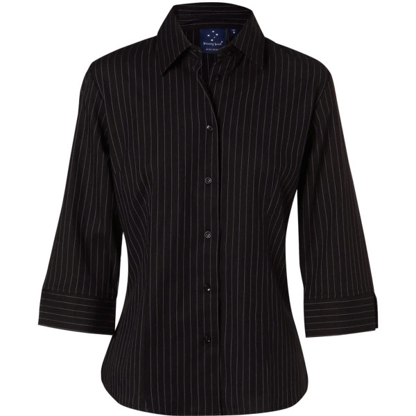 Ladies' 3/4 Sleeve Stretch Stripe Shirt