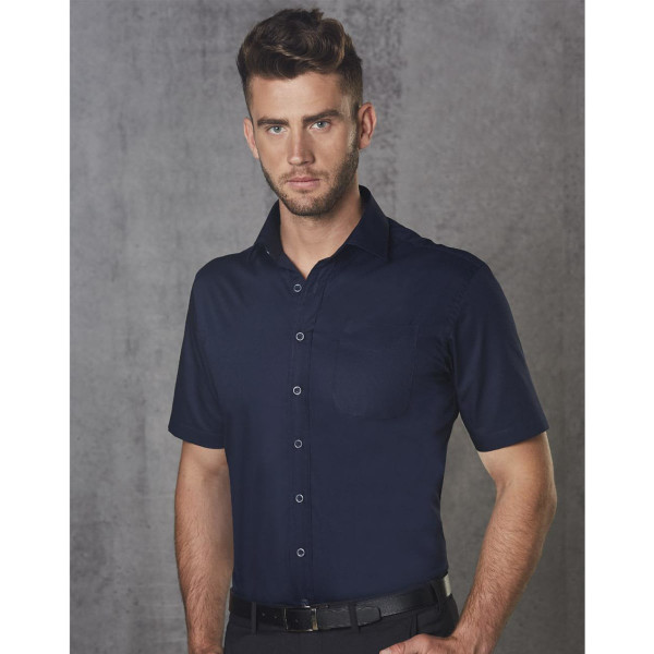 Men's Dobby Striped Taped S/S Shirt
