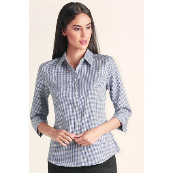Ladies' Two Tone Check 3/4 Sleeve Shirt