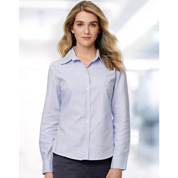 Ladies' Dot Contrast Long Sleeve Shirt